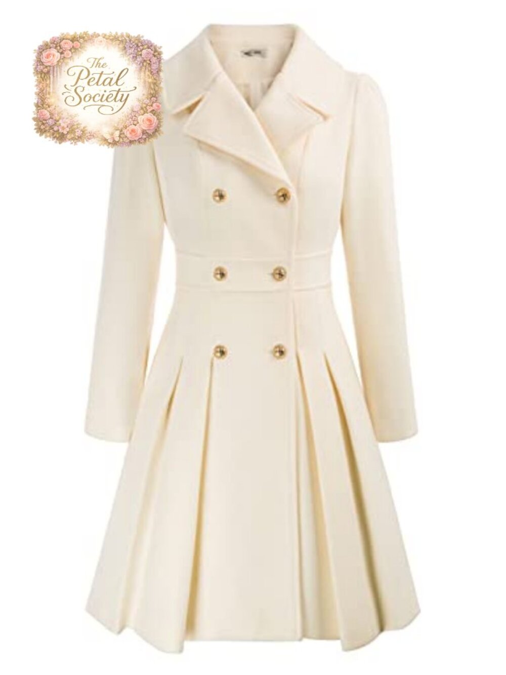 Women's Trench Coat Notch Lapel Double Breasted A-Line Knee Length with Pockets